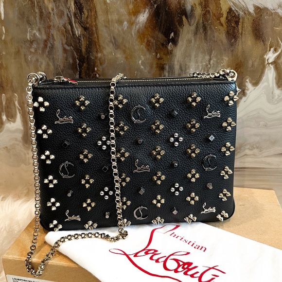 Christian Louboutin Triloubi Spiked Monogram Chain Shoulder Bag - Picture 3 of 11